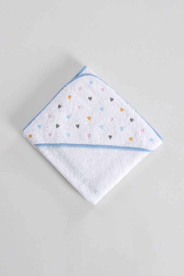 Kidberviette de bain en coton éponge brodée de coeur colorés