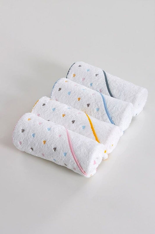 Kidberviette de bain en coton éponge brodée de coeur colorés