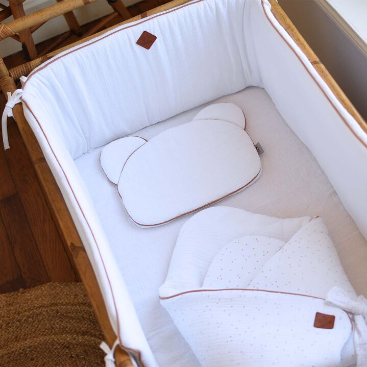 Kidbreiller extra plat, coussin ourson pour bébé, double gaze de coton, fabriqué en France, Collection Jeanne